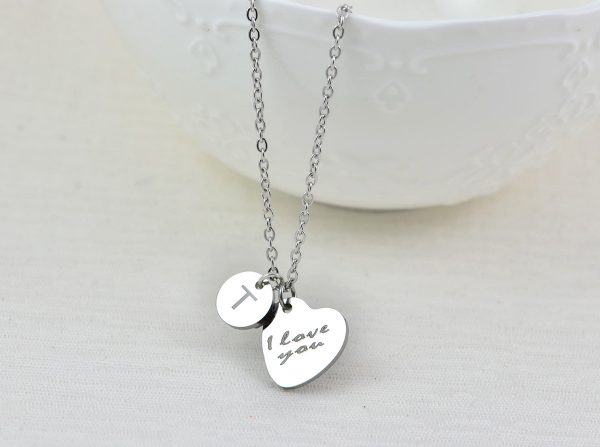 Initial Name Silver Necklace, Personalised Necklace, Name Heart Personalised Tag Necklace, Customised Name Silver Gold Rose Gold Necklace 55