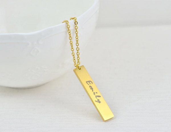 Personalised Name Silver Necklace, Bar Rectangle Engraved Name Necklace, Initials Personalised Charm Tag Necklace Customised Silver Necklace 3