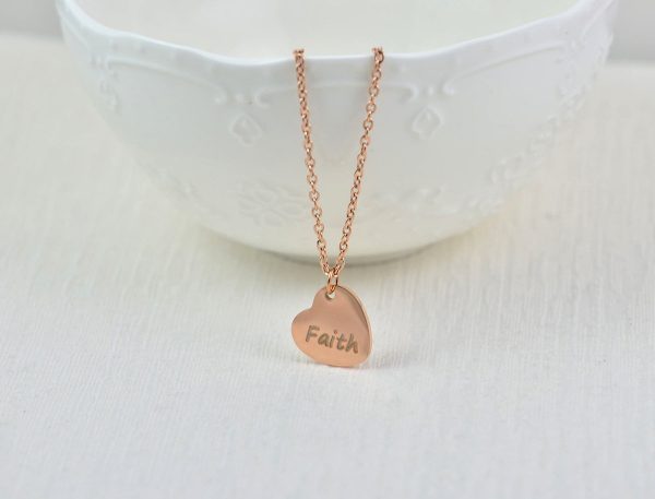 Personalised Rose Gold Heart Necklace, Name Engraved Heart Necklace, Name Personalised Charm Stainless Steel Necklace, Customised Jewellery 53