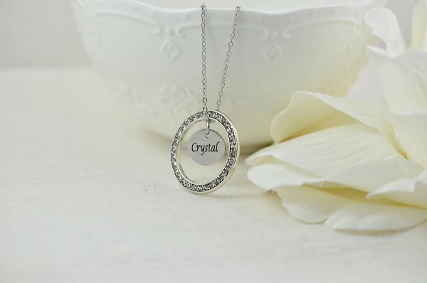 Silver Circle Name Necklace - Personalised, Engraved 51