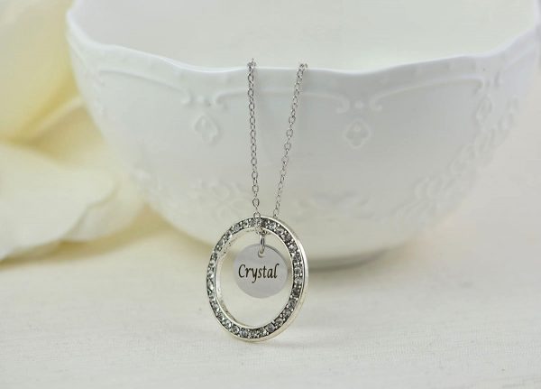 Silver Circle Name Necklace - Personalised, Engraved 54