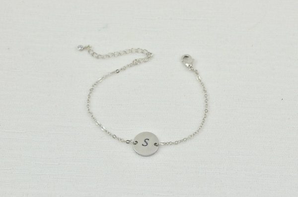 Silver Initial Engraved Bracelet, Letter Silver Bridesmaids Personalised Engraved Initial Bracelet, Mothers Day Gift Bracelet Jewellery 54