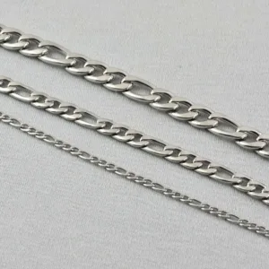 Silver Figaro Link Necklance for Men