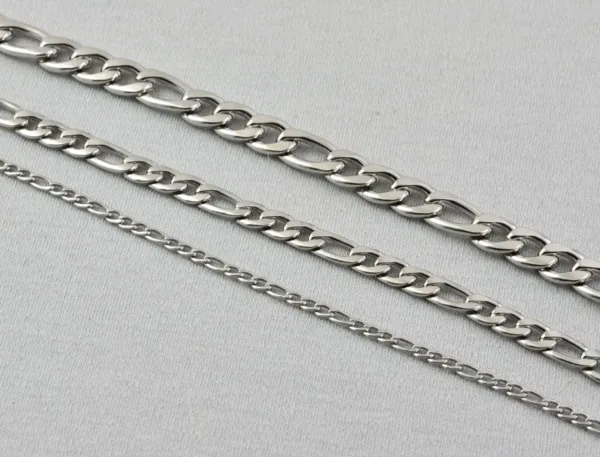 Silver Figaro Link Necklance for Men