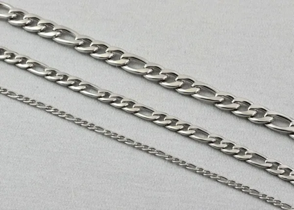 Silver Figaro Link Necklance for Men