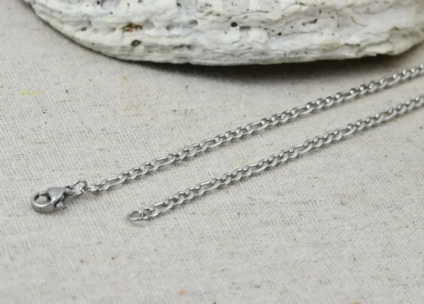 Silver Figaro Link Necklance for Men