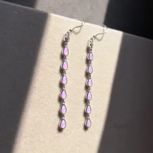 Fire Opal Teardrop Dangle Earrings - Pink