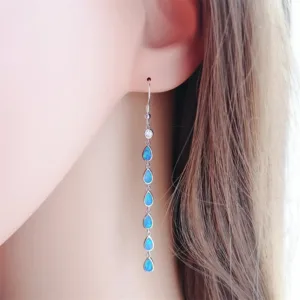 Fire Opal Teardrop Dangle Earrings