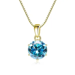 1 Ct Sterling Silver Moissanite Pendant Necklace For Women