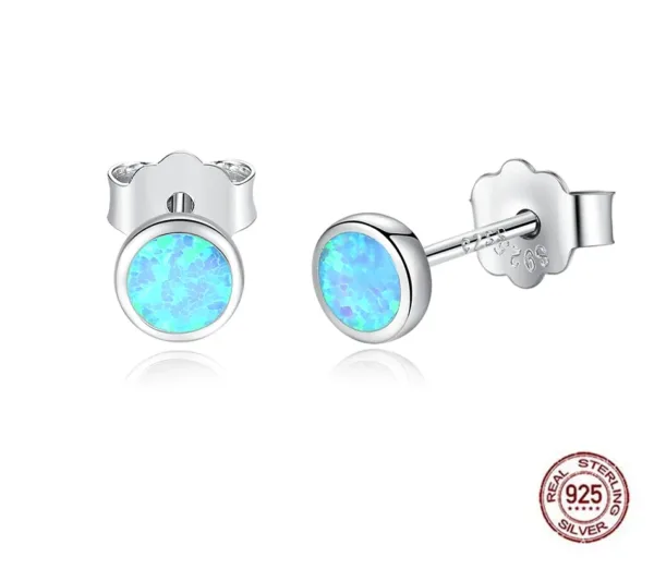 Blue Opal Sterling Silver Studs