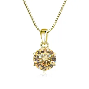 1 Ct Sterling Silver Moissanite Pendant Necklace For Women