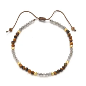 3mm Tourmaline Beads Braided Bracelet
