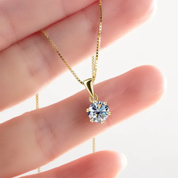 1 Ct Sterling Silver Moissanite Pendant Necklace For Women - Image 4
