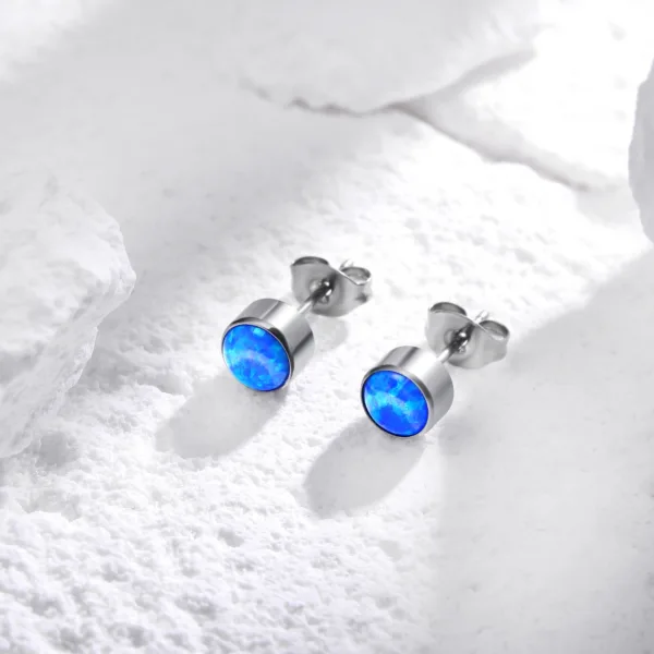 Cubic Zirconia Opal Earrings Studs - Image 12