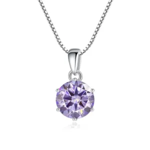 1 Ct Sterling Silver Moissanite Pendant Necklace For Women