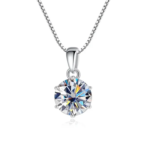1 Ct Sterling Silver Moissanite Pendant Necklace For Women - Image 2