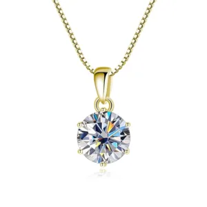 1 Ct Sterling Silver Moissanite Pendant Necklace For Women