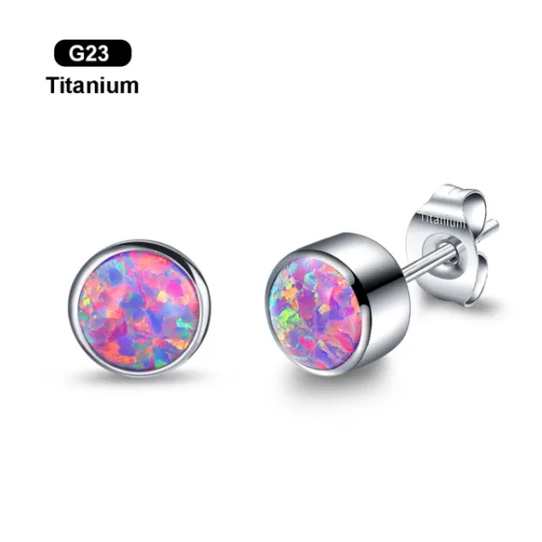 Sterling Silver Opal Earring Studs