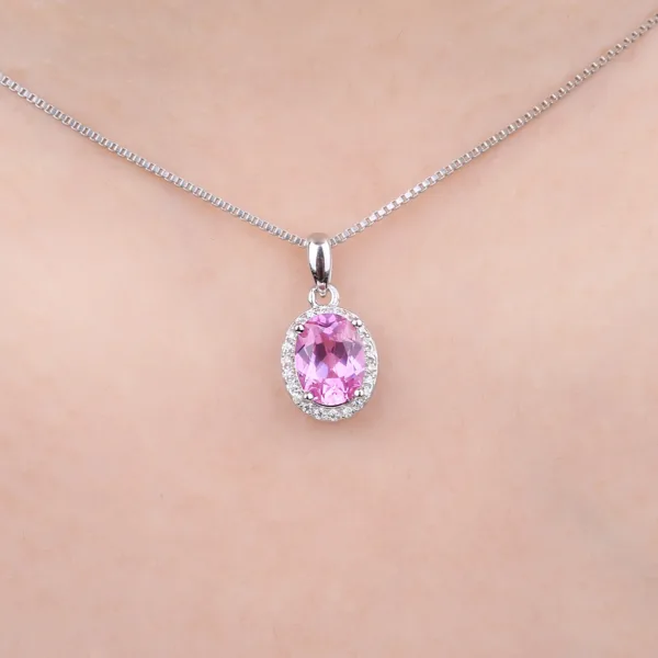 Pink Sapphire Sterling Silver Pendant