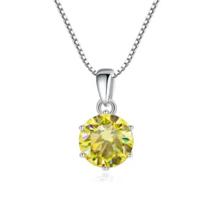 1 Ct Sterling Silver Moissanite Pendant Necklace For Women