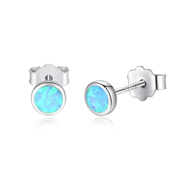 Sterling Silver Opal Earring Studs