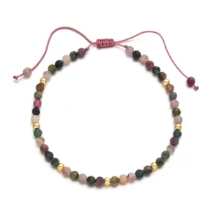 3mm Tourmaline Beads Braided Bracelet