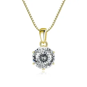1 Ct Sterling Silver Moissanite Pendant Necklace For Women