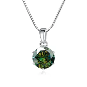 1 Ct Sterling Silver Moissanite Pendant Necklace For Women