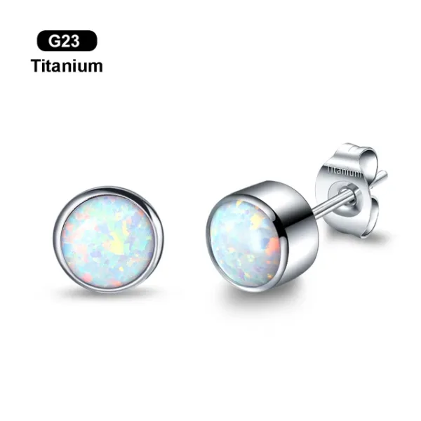 Sterling Silver Opal Earring Studs