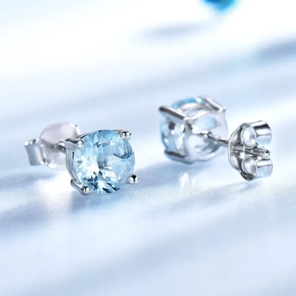 Sterling Silver Aquamarine Studs