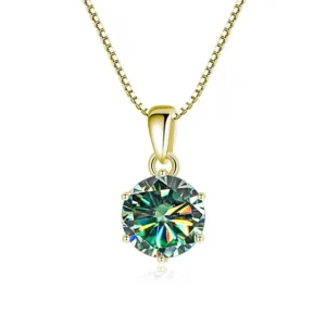 1 Ct Sterling Silver Moissanite Pendant Necklace For Women
