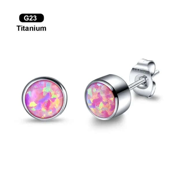 Cubic Zirconia Opal Earrings Studs - Image 6