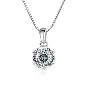 1 Ct Sterling Silver Moissanite Pendant Necklace For Women