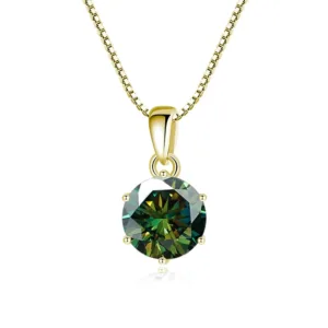 1 Ct Sterling Silver Moissanite Pendant Necklace For Women