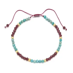 3mm Tourmaline Beads Braided Bracelet