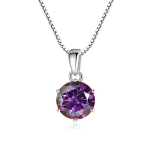 1 Ct Sterling Silver Moissanite Pendant Necklace For Women