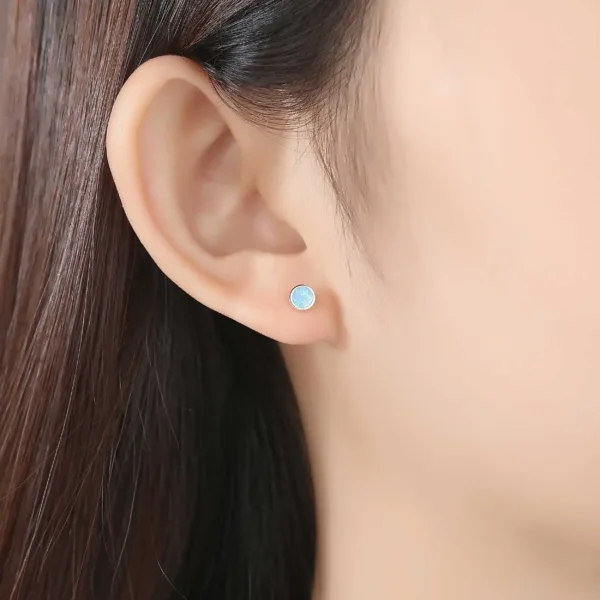 Sterling Silver Opal Earring Studs