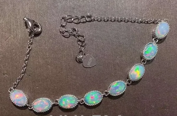 Sterling Silver Natural Opal Bracelet