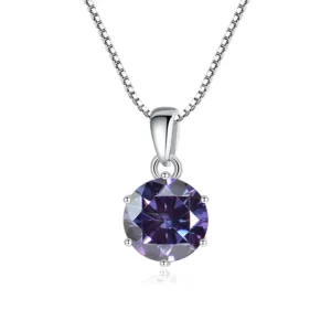 1 Ct Sterling Silver Moissanite Pendant Necklace For Women