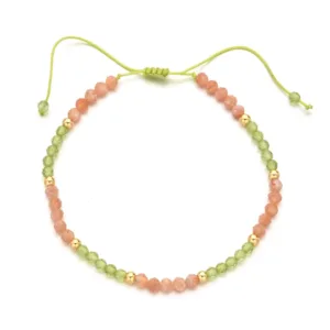 3mm Tourmaline Beads Braided Bracelet
