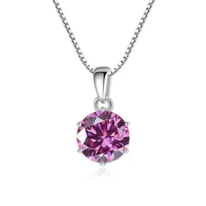 1 Ct Sterling Silver Moissanite Pendant Necklace For Women