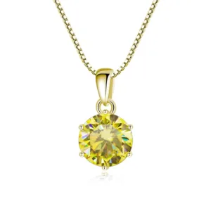 1 Ct Sterling Silver Moissanite Pendant Necklace For Women