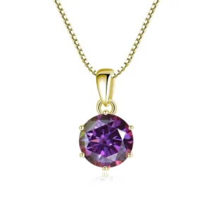 1 Ct Sterling Silver Moissanite Pendant Necklace For Women