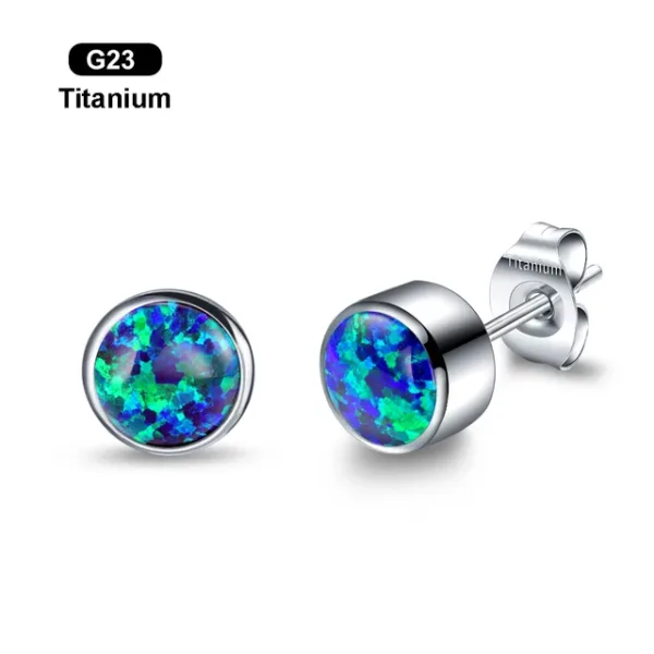 Sterling Silver Opal Earring Studs