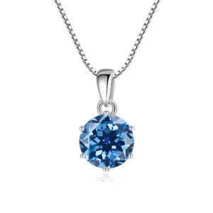 1 Ct Sterling Silver Moissanite Pendant Necklace For Women