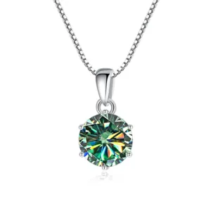 1 Ct Sterling Silver Moissanite Pendant Necklace For Women