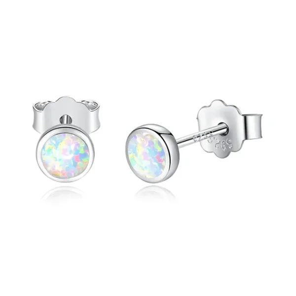 Sterling Silver Opal Earring Studs