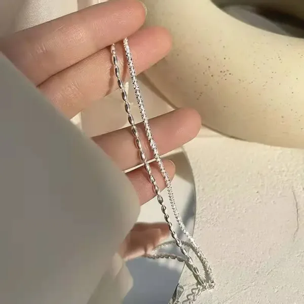 Minimalist Sterling Silver Double Layer Bracelet - Image 4