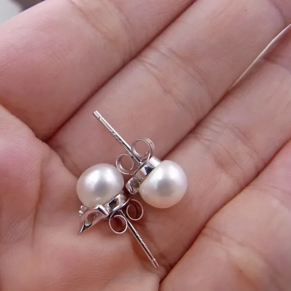 Sterling Silver CZ Pearls Earring Studs
