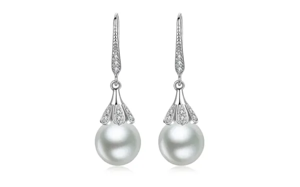 12mm fresh water pearls sterling silver earrings